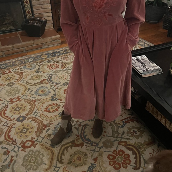 Dusty Pink Velvet Dress$170 New Y2K Gunny Renaissance Romantic Festival Boho - Picture 11 of 12